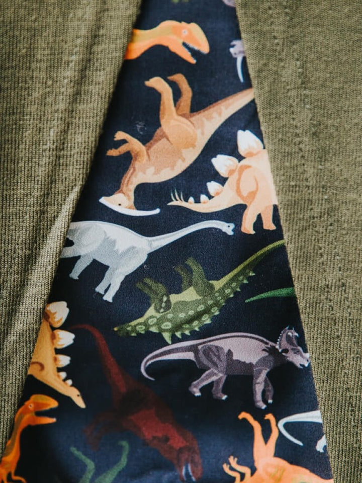 Dinosaur Open Back Sweater dinosaur fabric detail