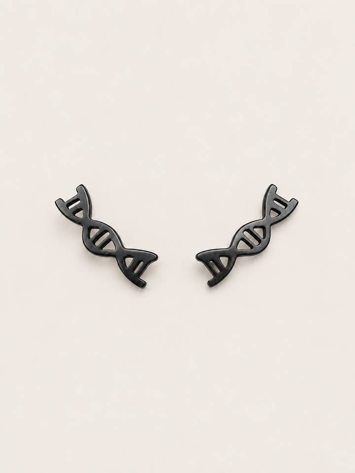 DNA Double Helix Stud Earrings — Black