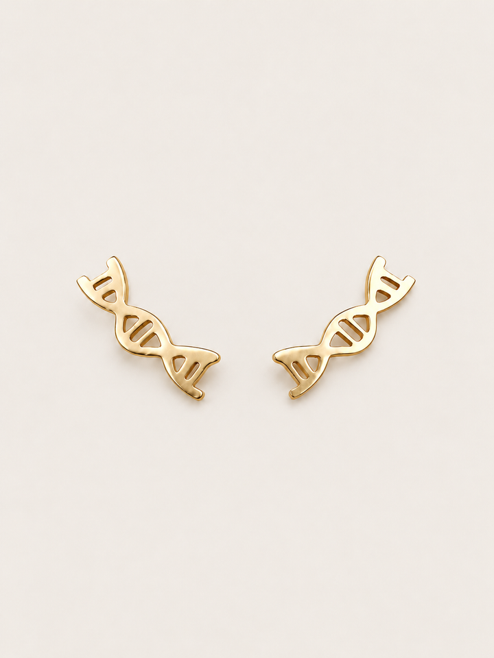 DNA Double Helix Stud Earrings — Gold