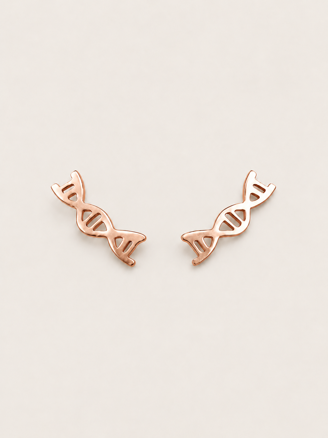 DNA Double Helix Stud Earrings — Rose Gold