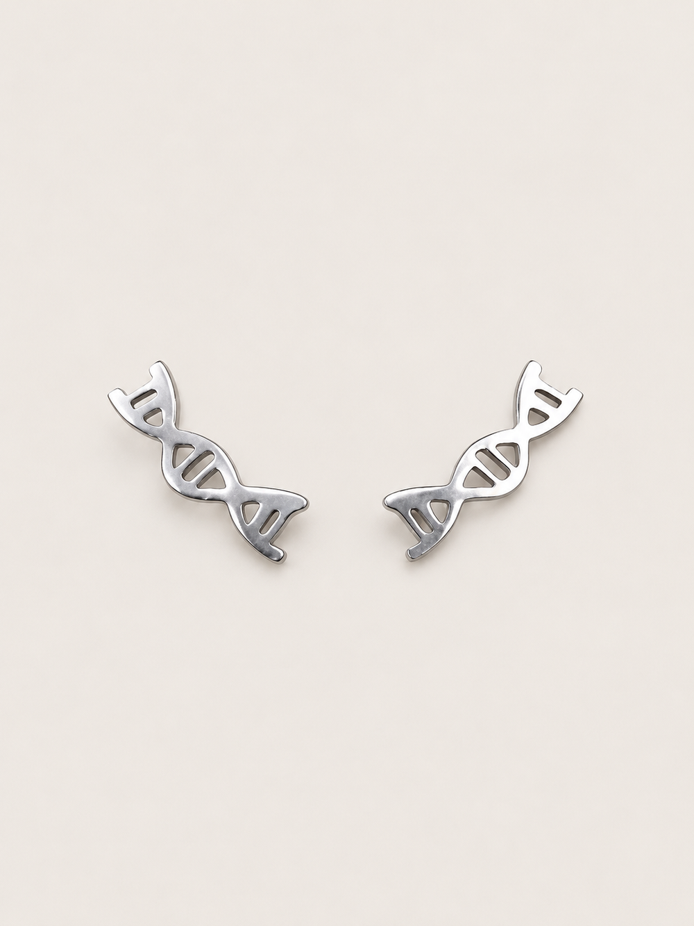DNA Double Helix Stud Earrings — Silver