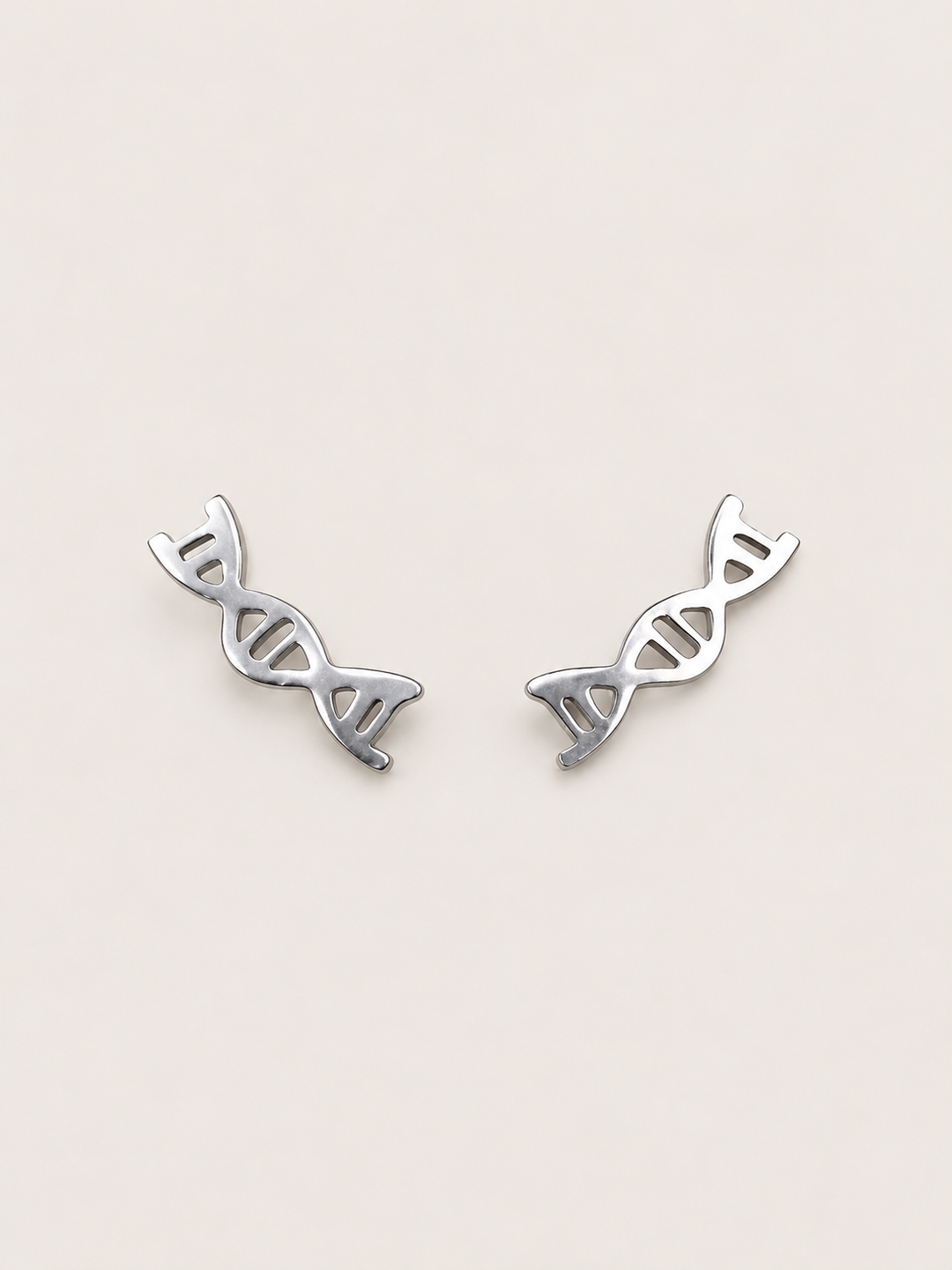 DNA Double Helix Stud Earrings — Silver