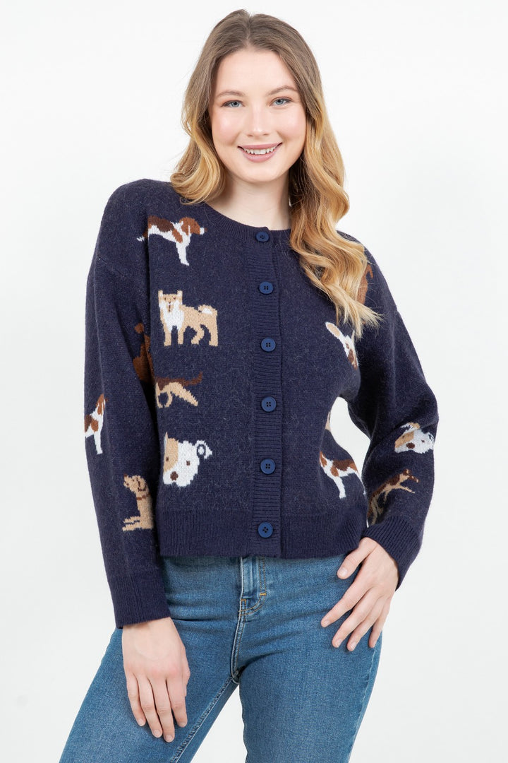 Dog Cardigan Navy