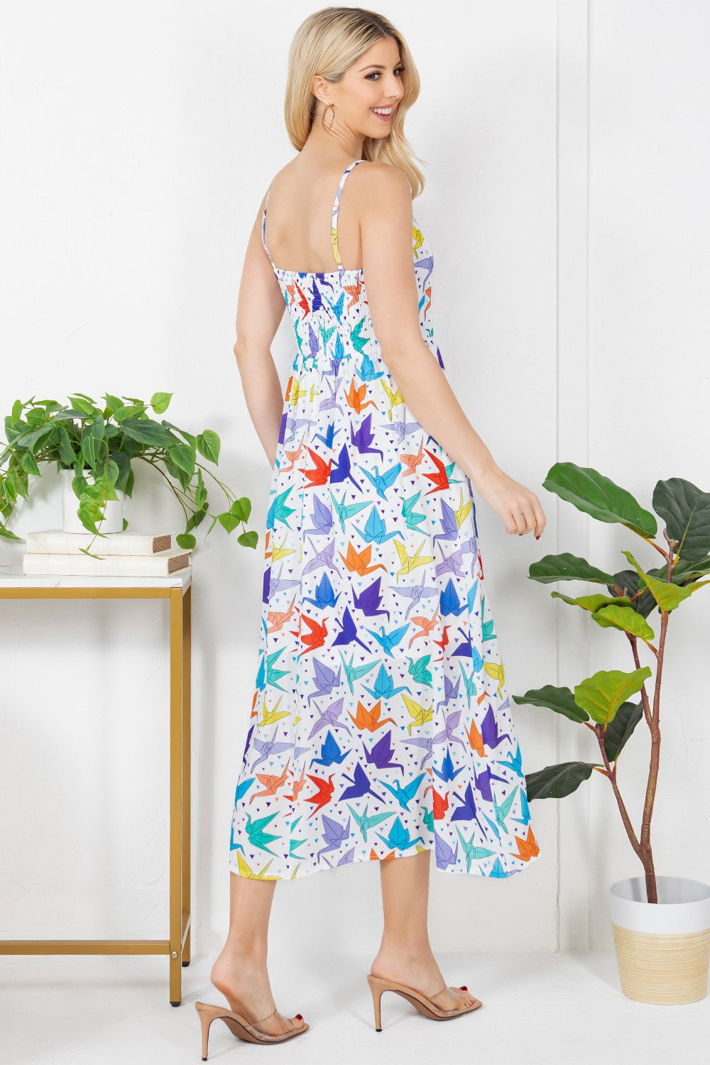 Origami Crane Faux Button Down Dress