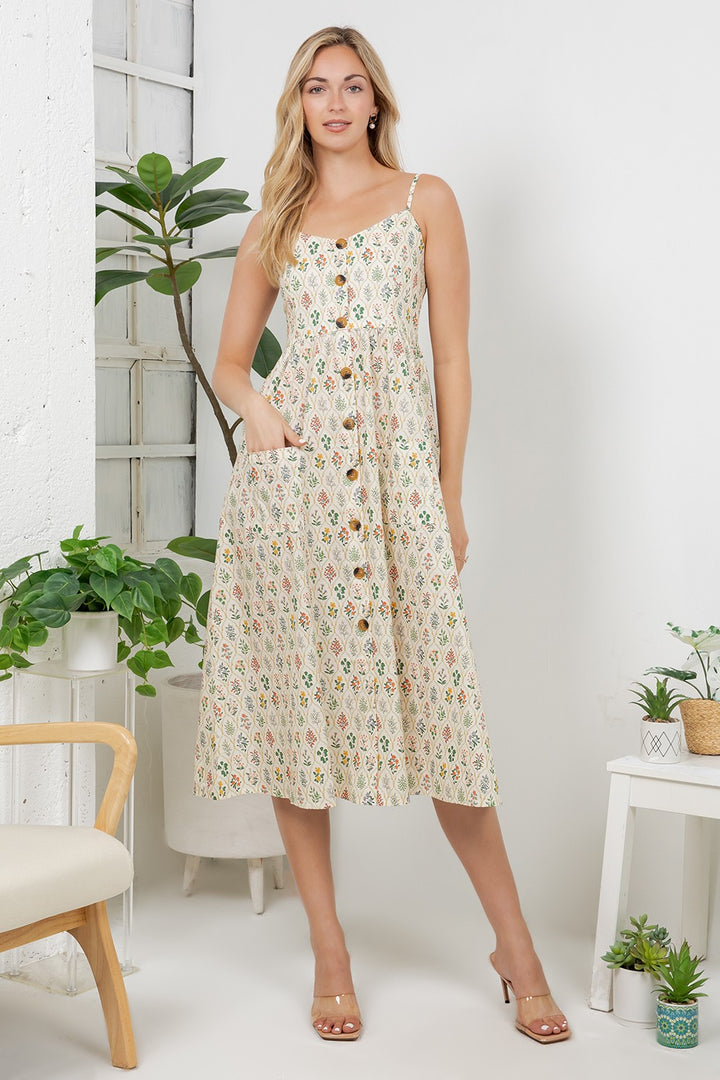 Floral Regency Garden Faux Button Down Dress