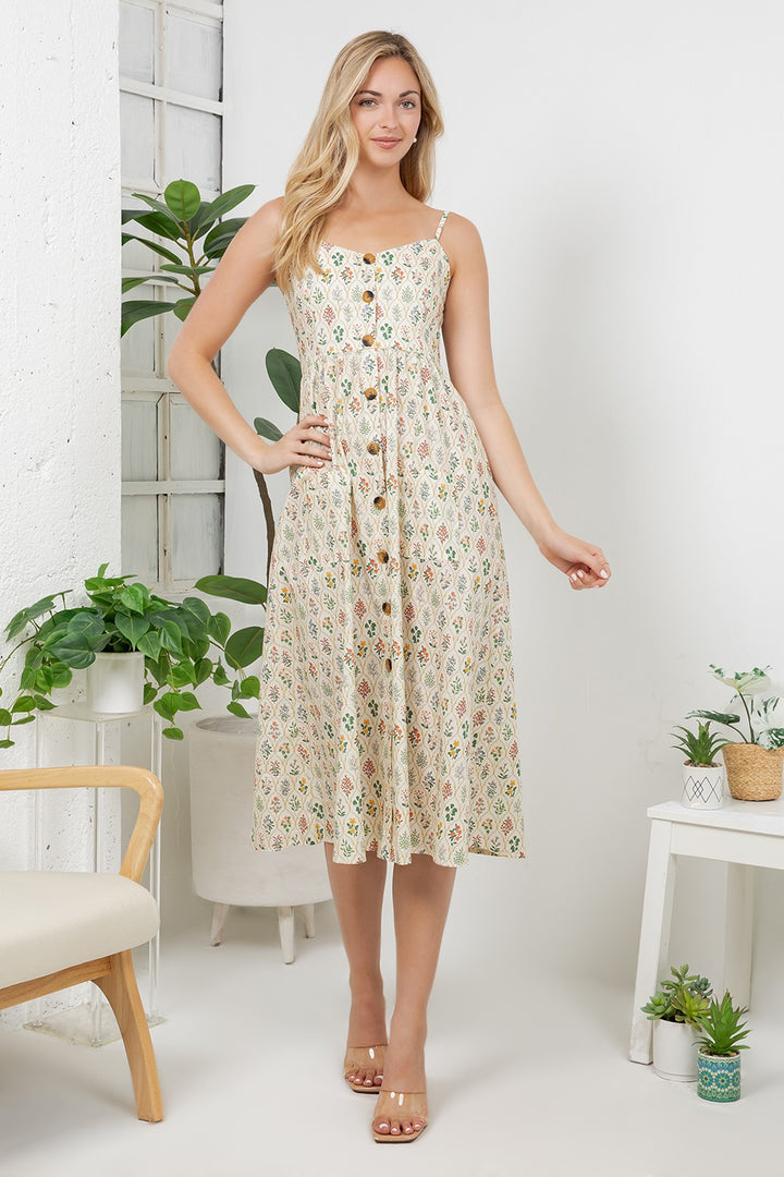 Floral Regency Garden Faux Button Down Dress