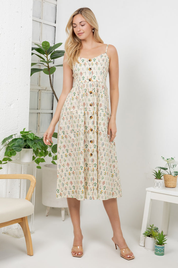 Floral Regency Garden Faux Button Down Dress