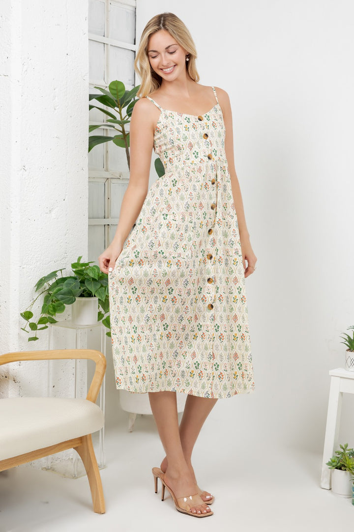 Floral Regency Garden Faux Button Down Dress