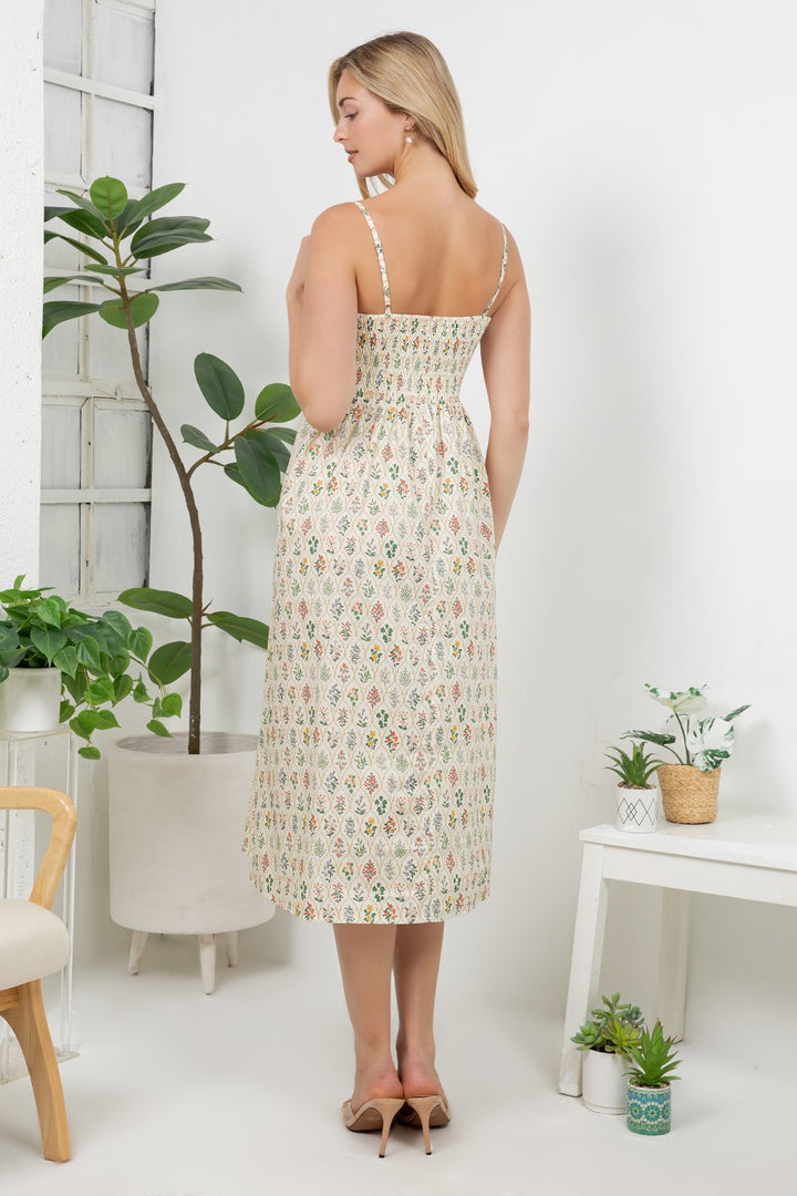Floral Regency Garden Faux Button Down Dress