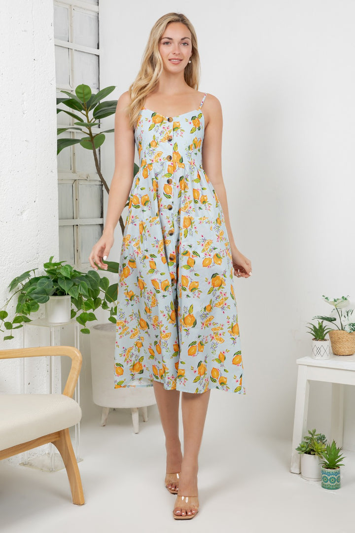 Orange Blossom Faux Button Down Dress