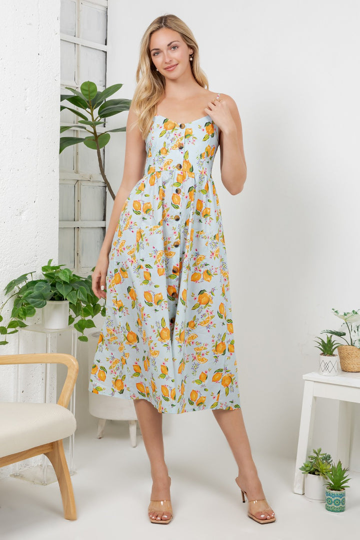 Orange Blossom Faux Button Down Dress