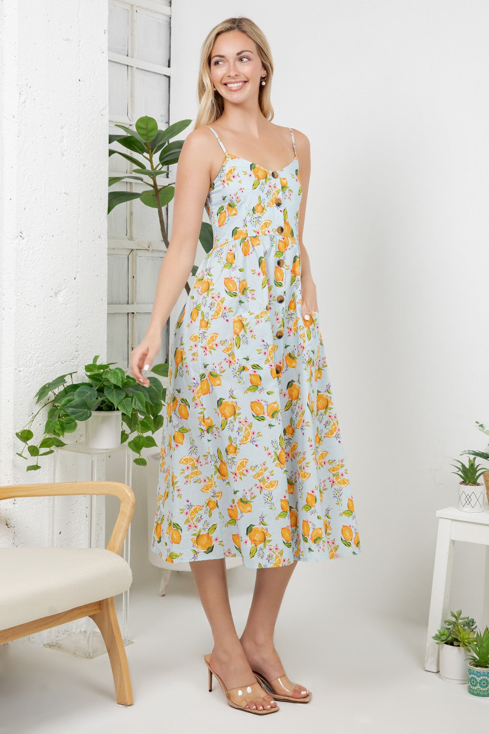Orange Blossom Faux Button Down Dress