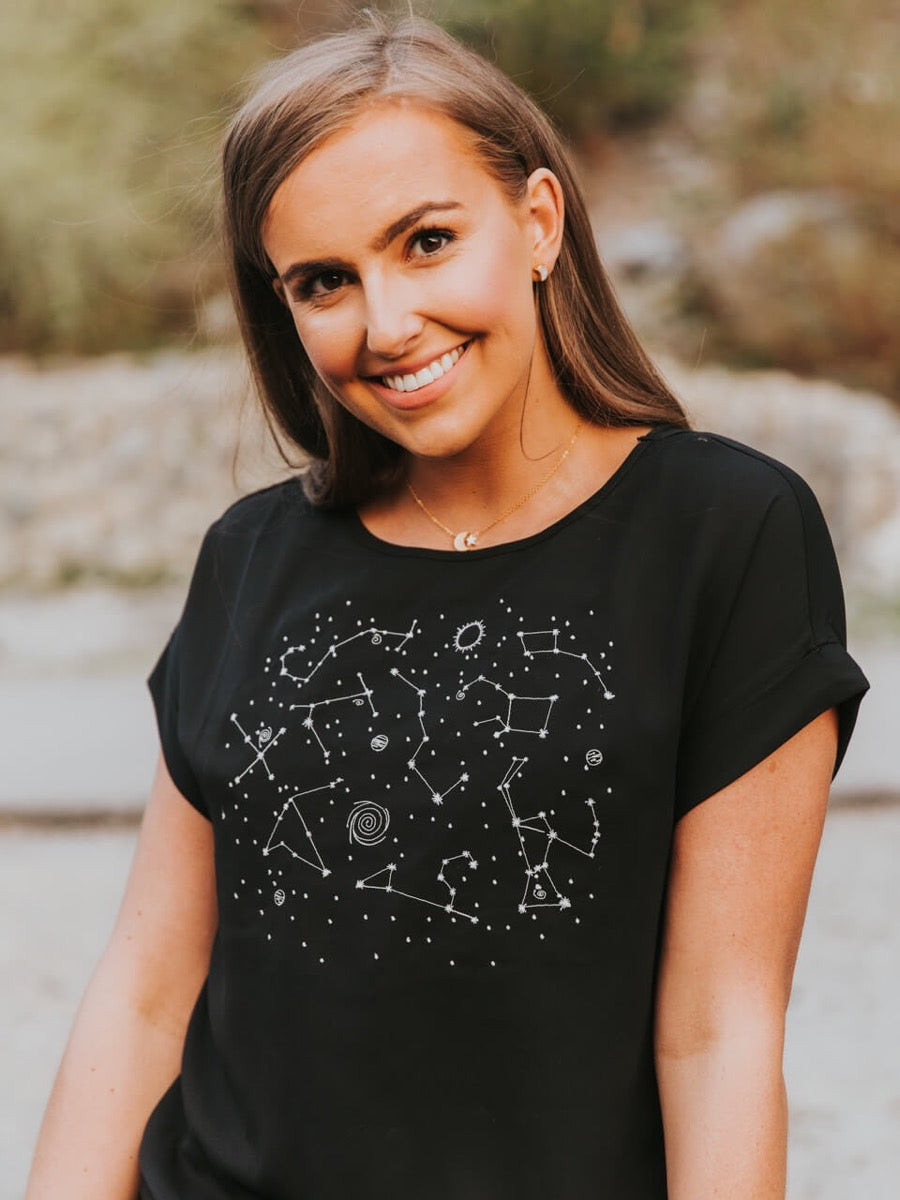 Embroidered Constellation Top front view