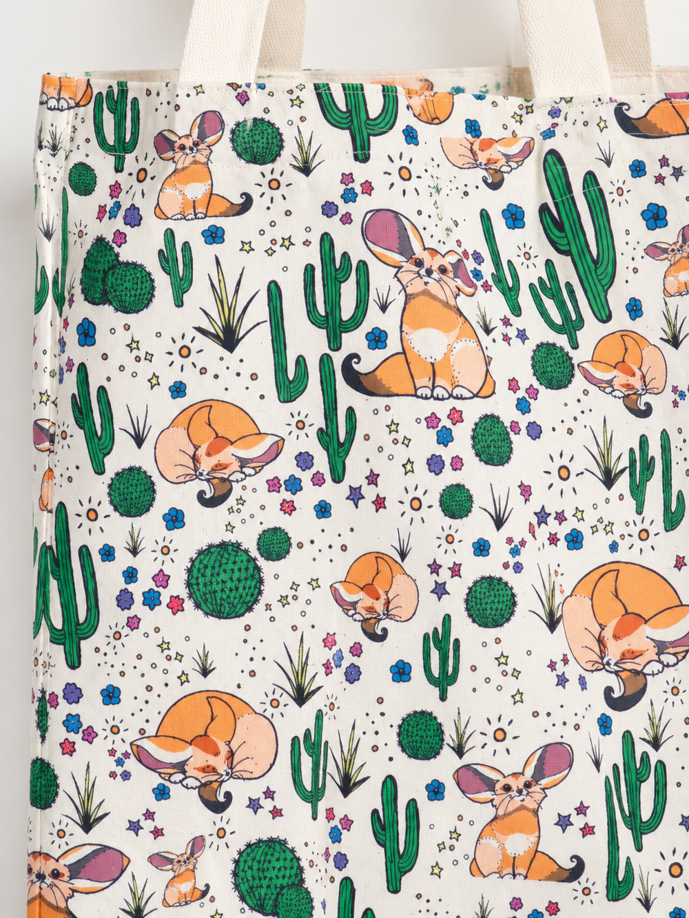 Close-up of the Fennec Fox Tote Bag pattern