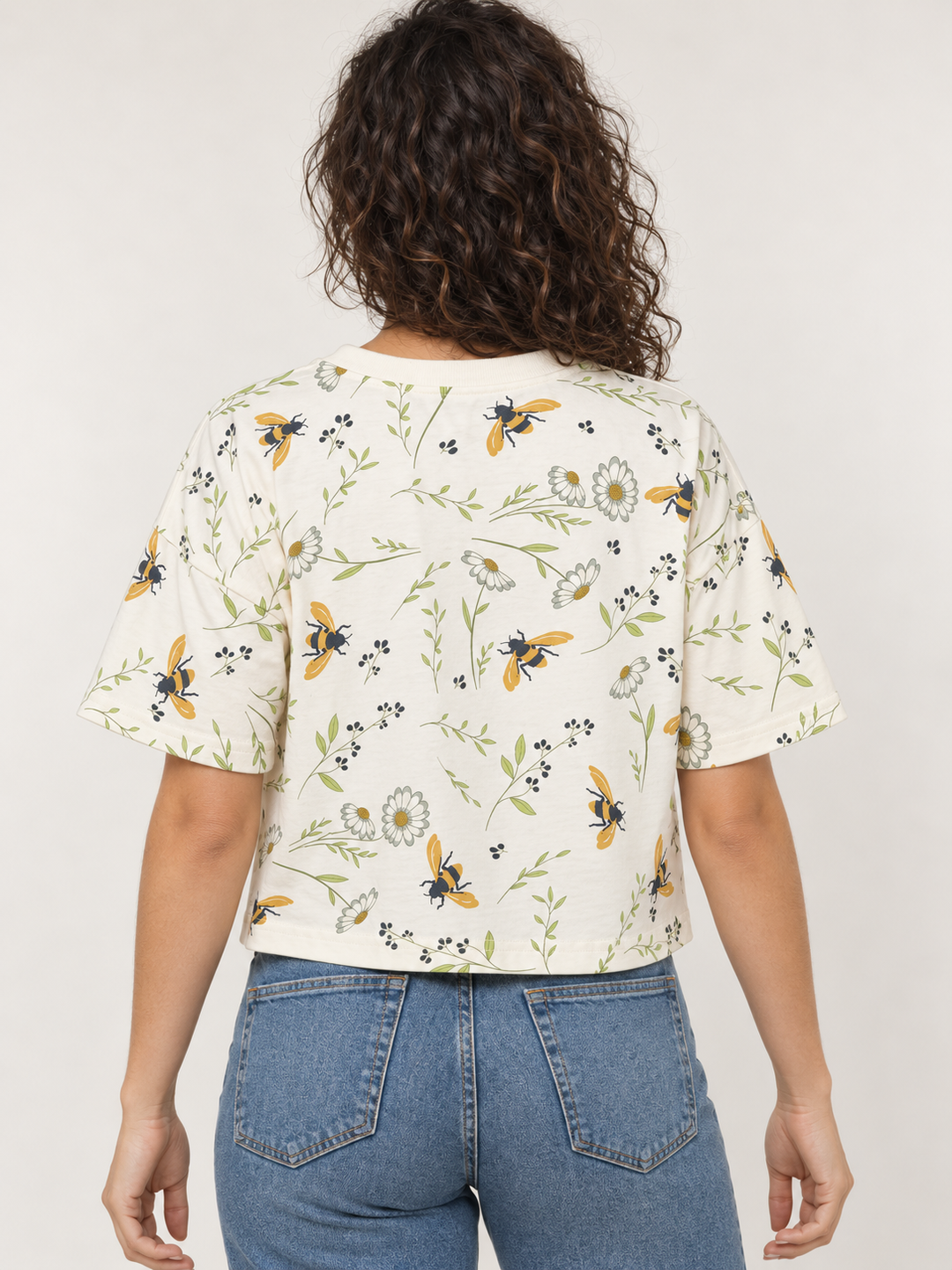 Floral bee crop top tee - back view