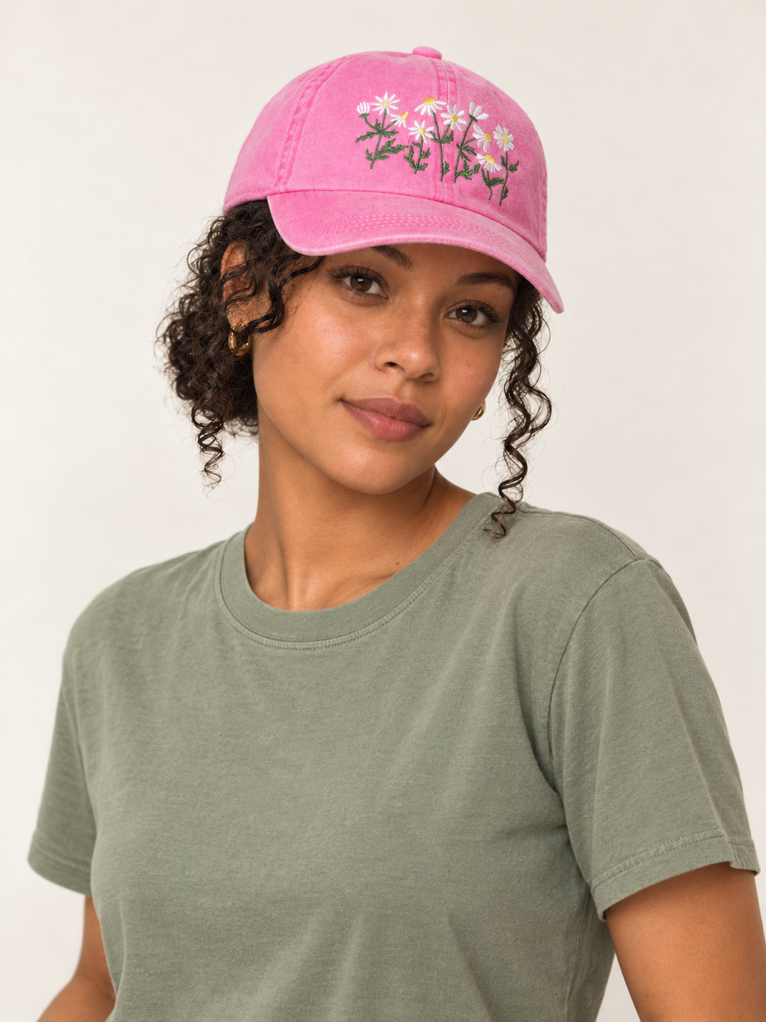 Model wearing Flower Bloom Hat Hot Pink