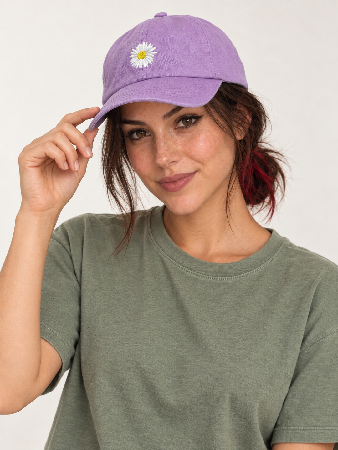 Model wearing Flower Hat Lavender