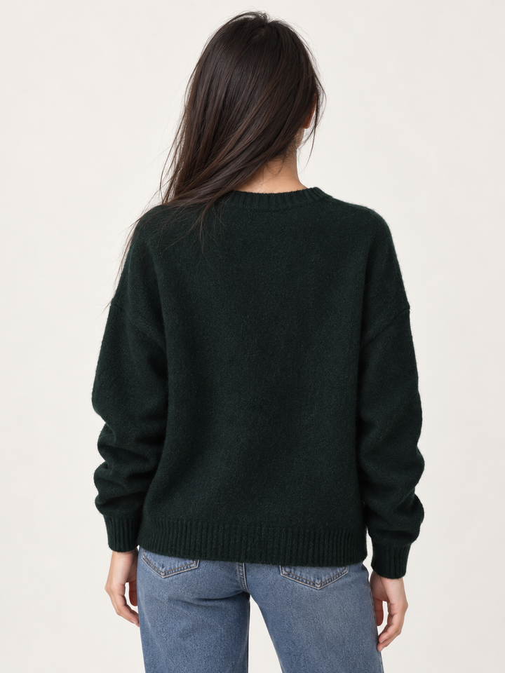 Flying ducks sweater forest green - back view