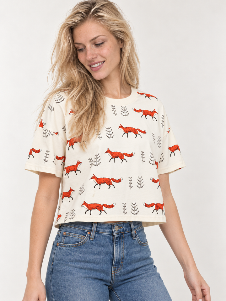 Fox Crop Top Tee angled view