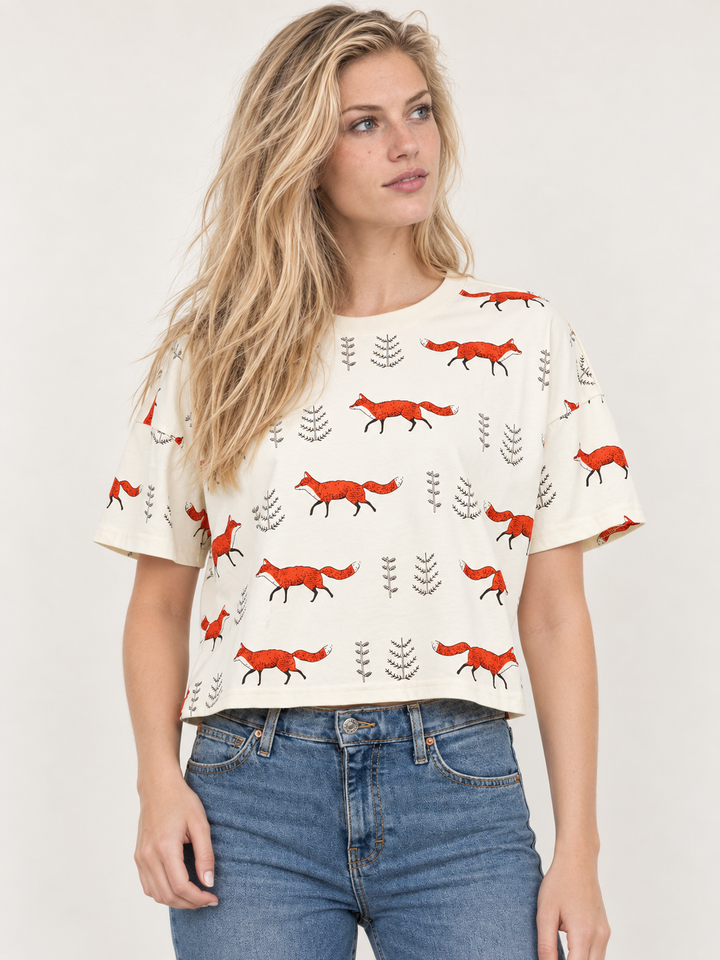 Fox Crop Top Tee front view