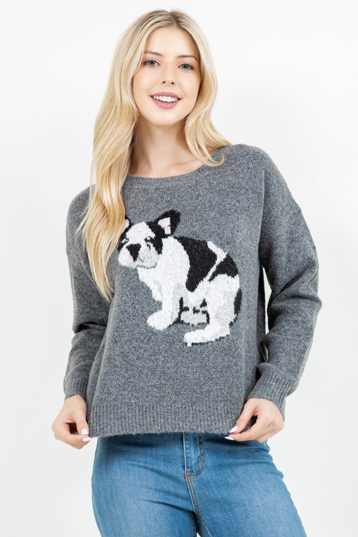 Frenchie Dog Sweater Charcoal