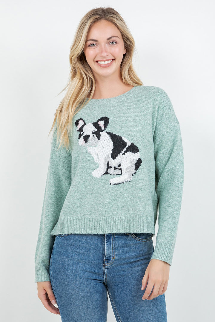 Frenchie Dog Sweater Mint