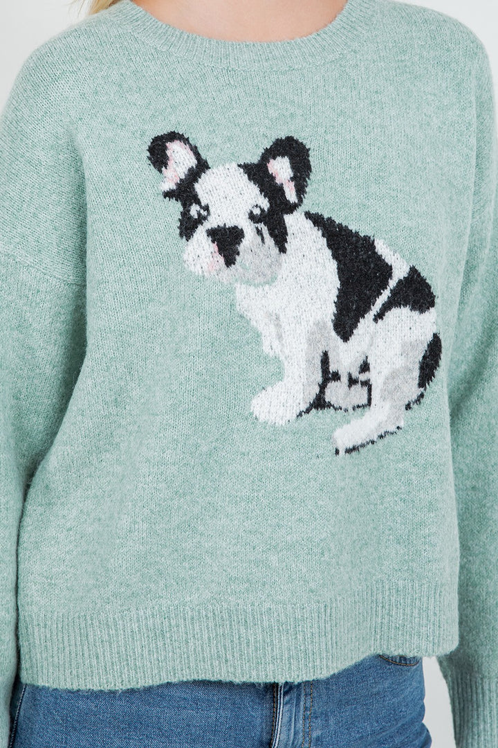 Frenchie Dog Sweater Mint