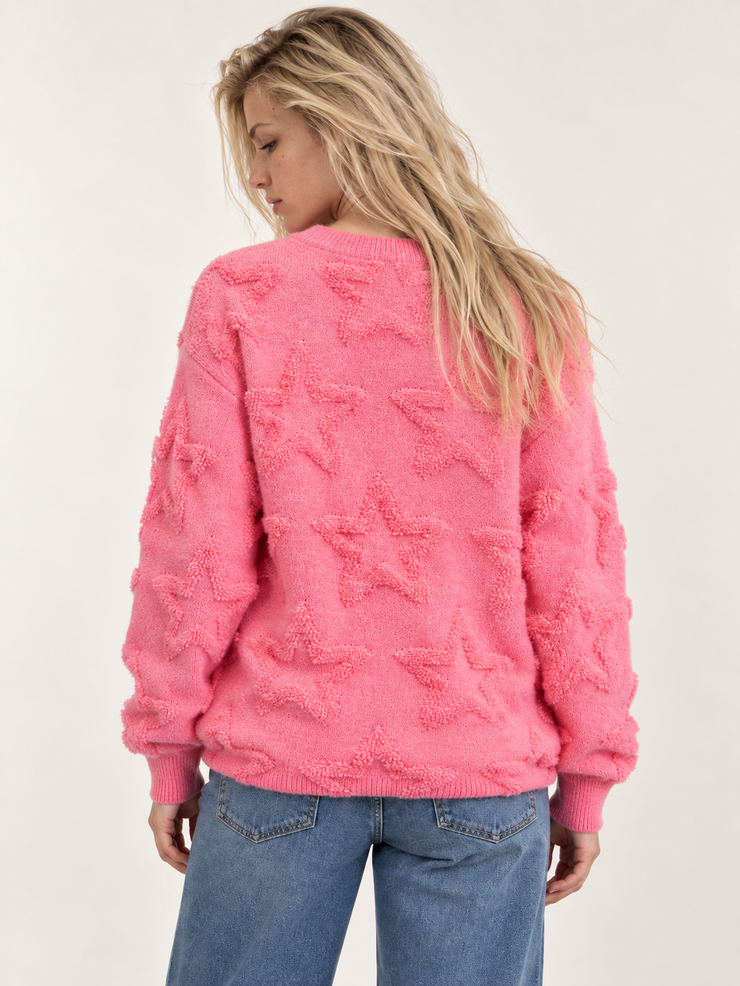 Fuzzy Star Sweater Pink back view