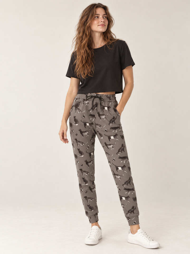 Gray Cat Joggers full-body front view