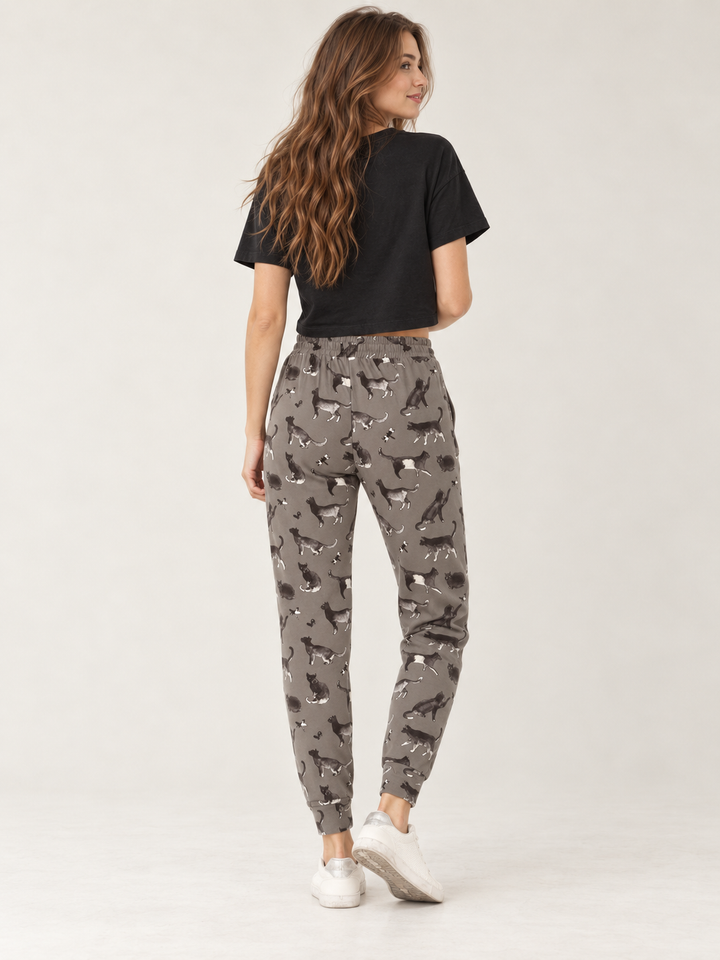 Gray Cat Joggers full-body back view