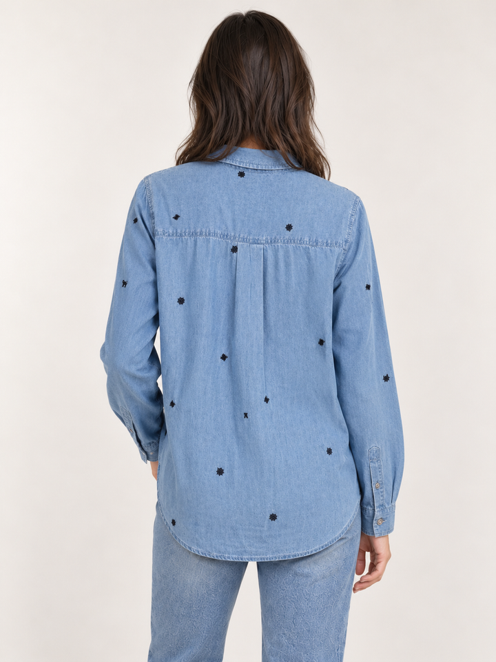 Halloween spider button-down shirt, back view