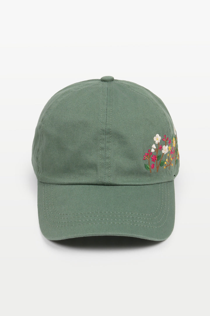 Side Embroidered Wildflower Hat Sage