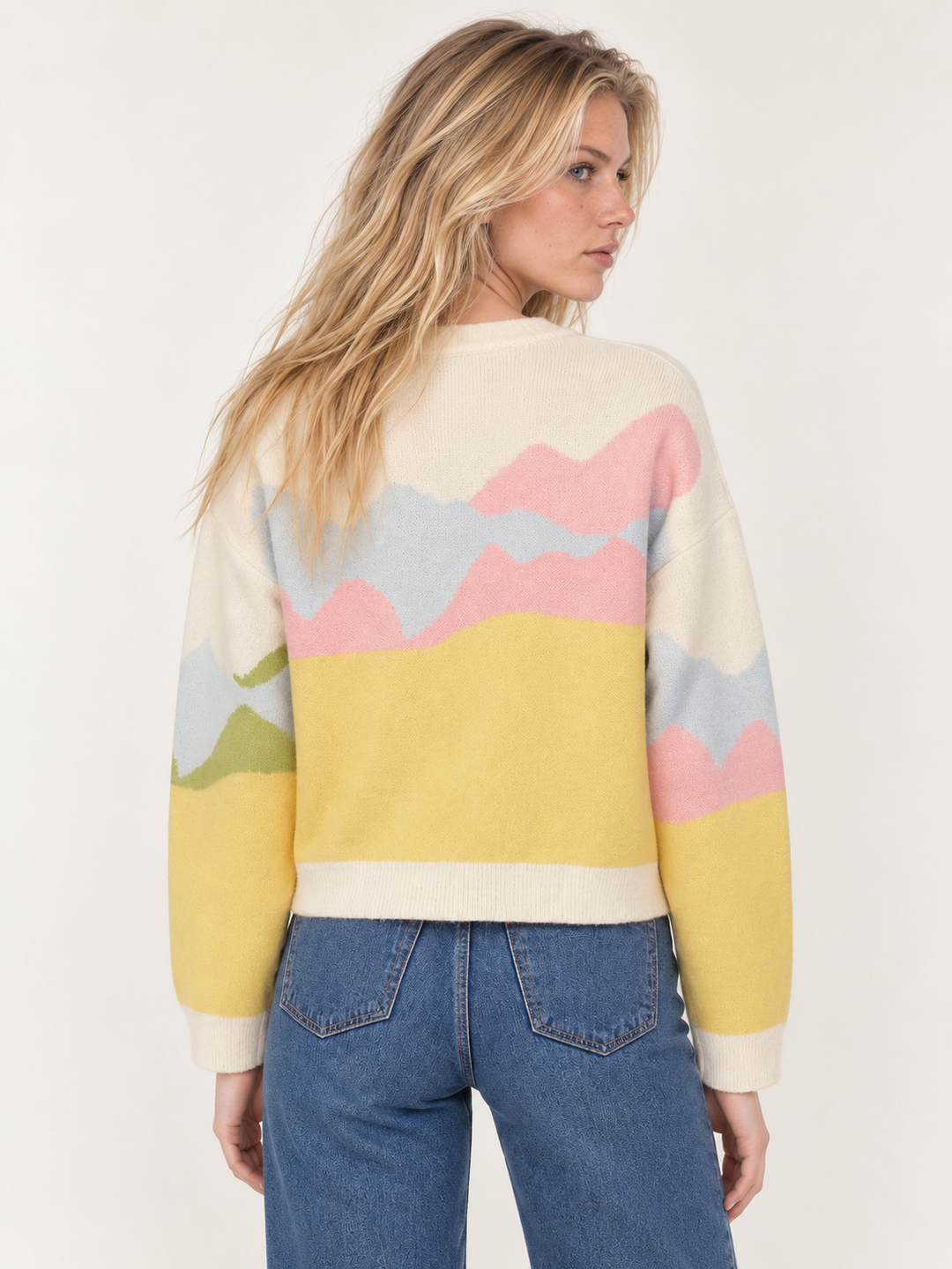Horse Cardigan Pastel Landscape back view