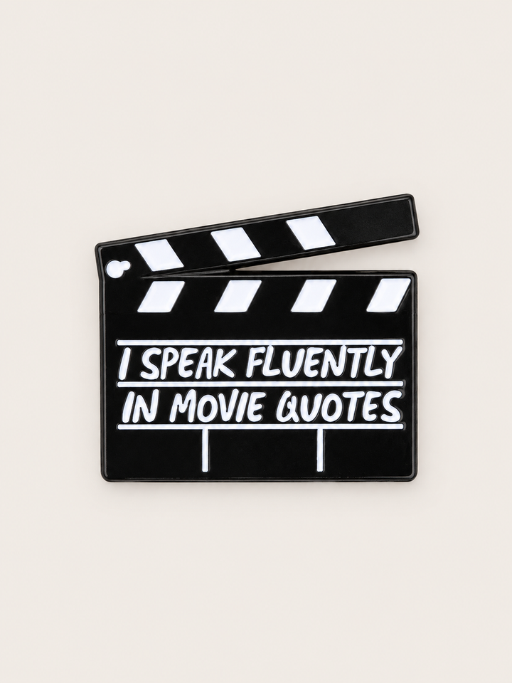 I Speak Fluently in Movie Quotes Pin shown on a warm neutral background