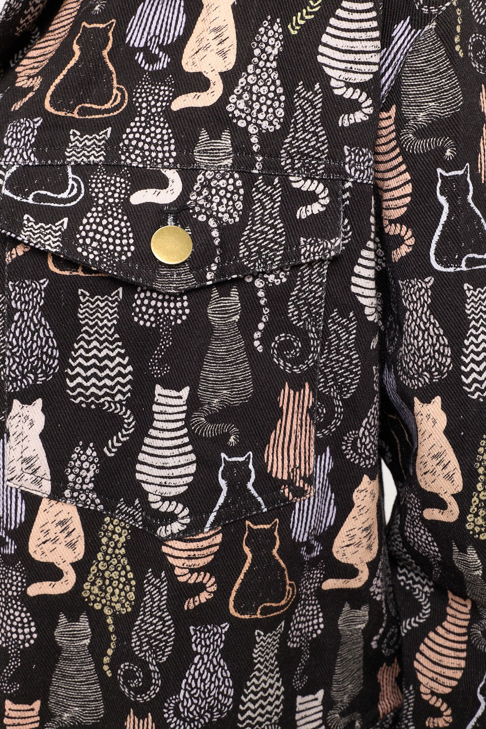 Colorful Cat Print Crop Jacket