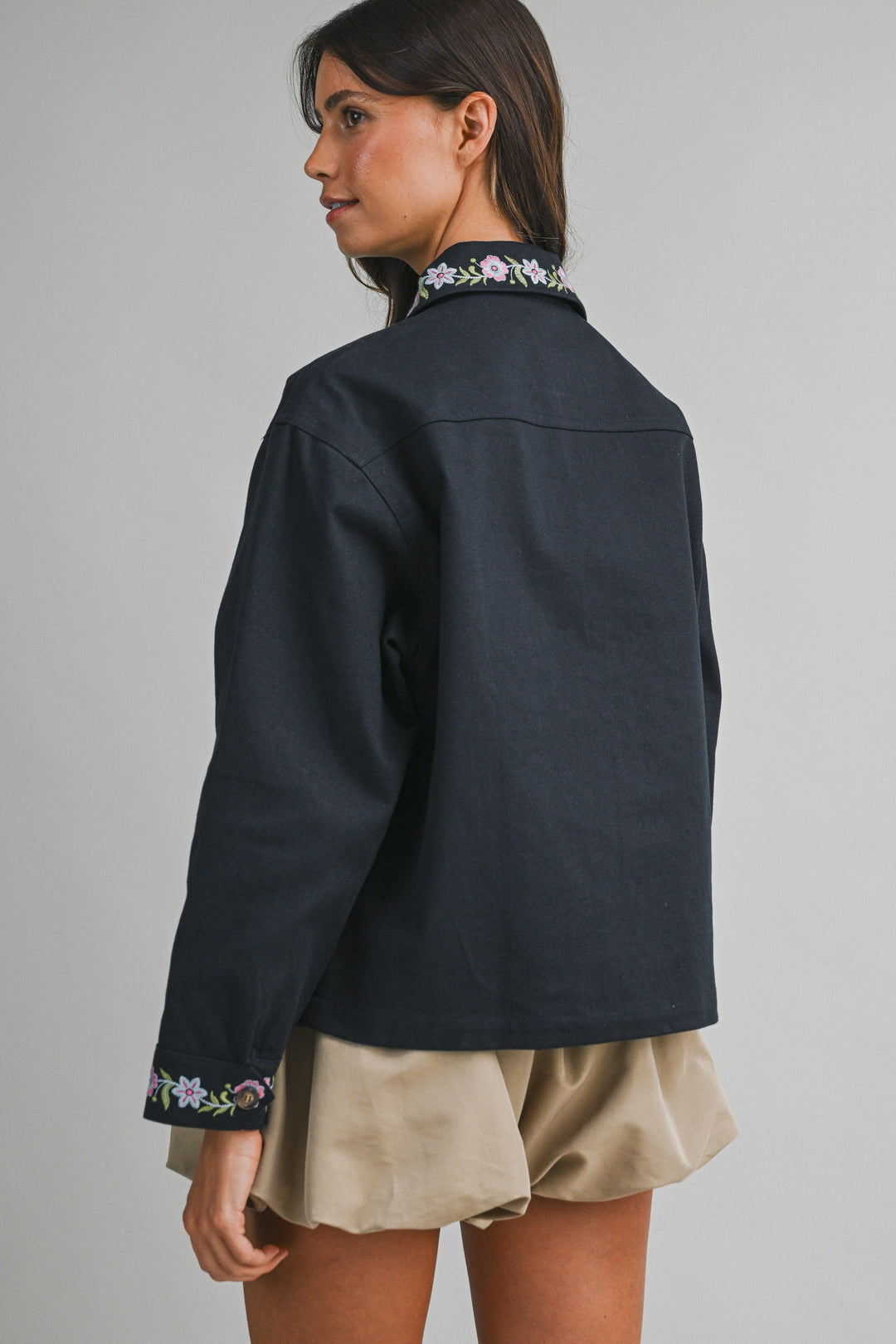 Horse Embroidered Cotton Navy Jacket