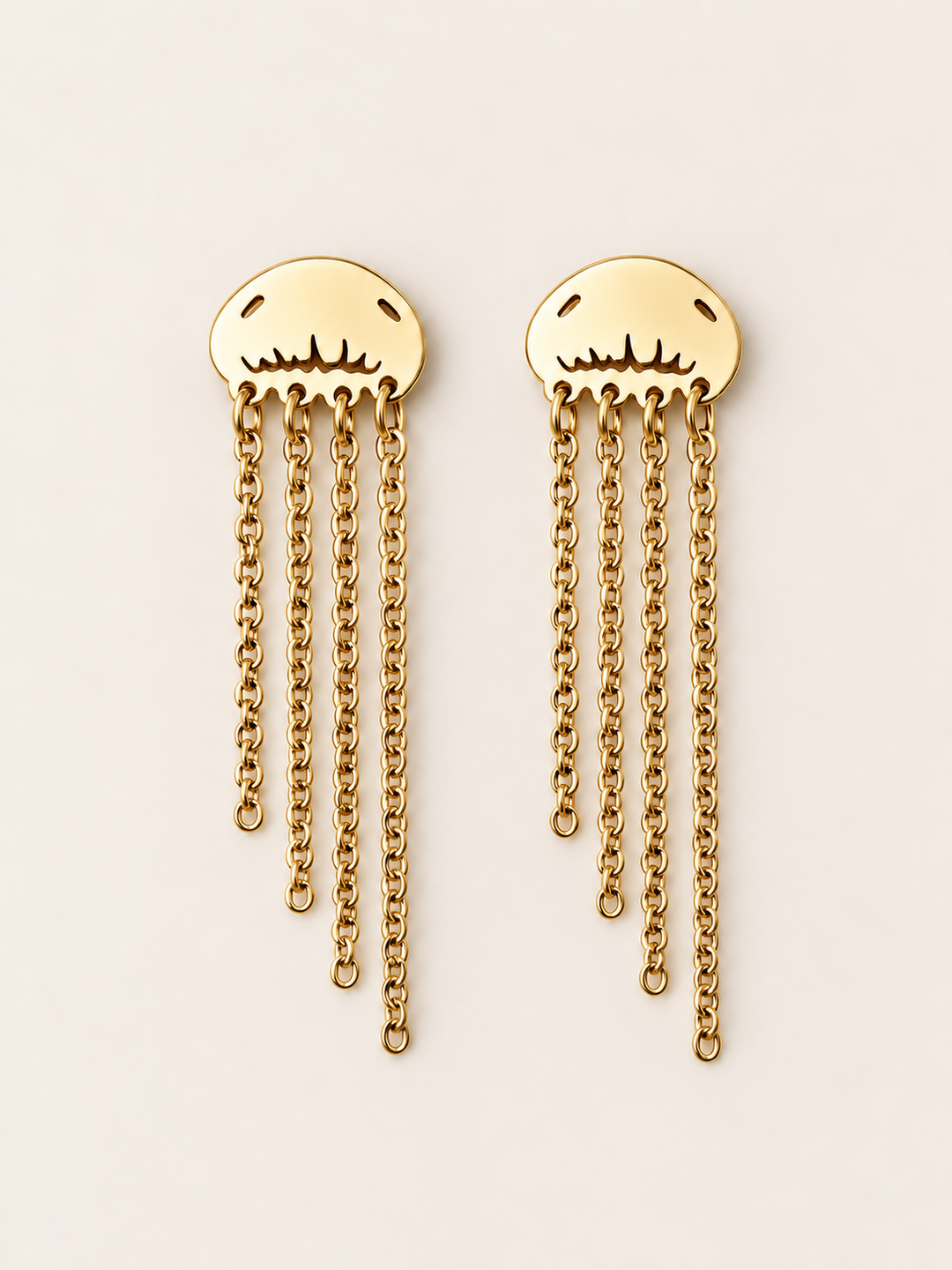 Jellyfish Chain Drop Earrings — Gold