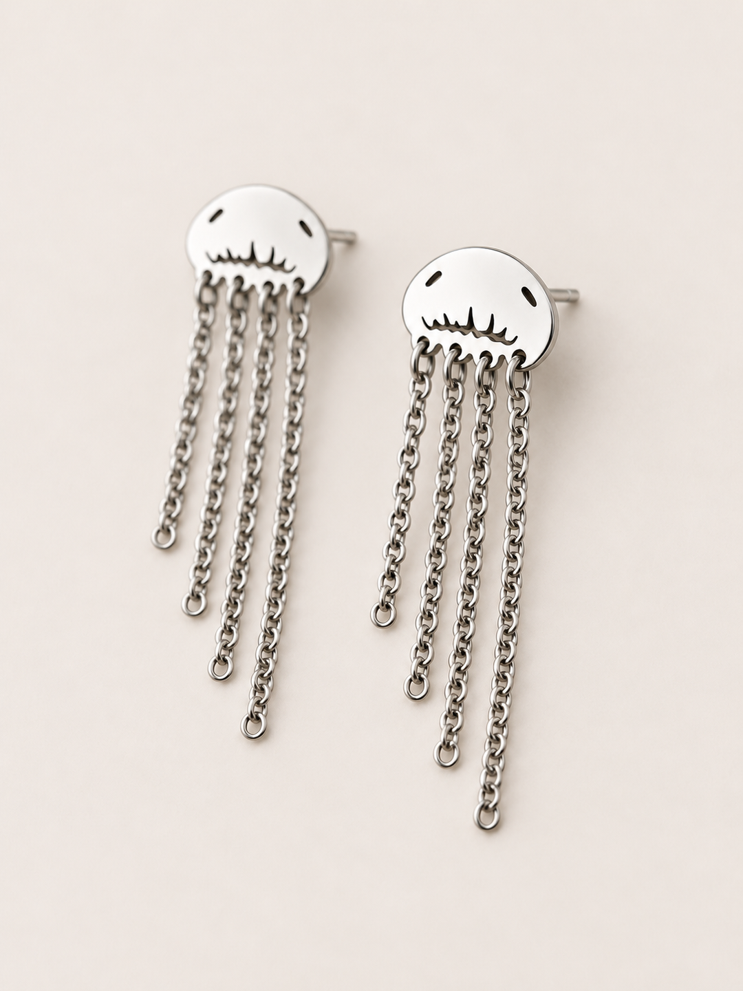 Jellyfish Chain Drop Earrings — Silver shown angled