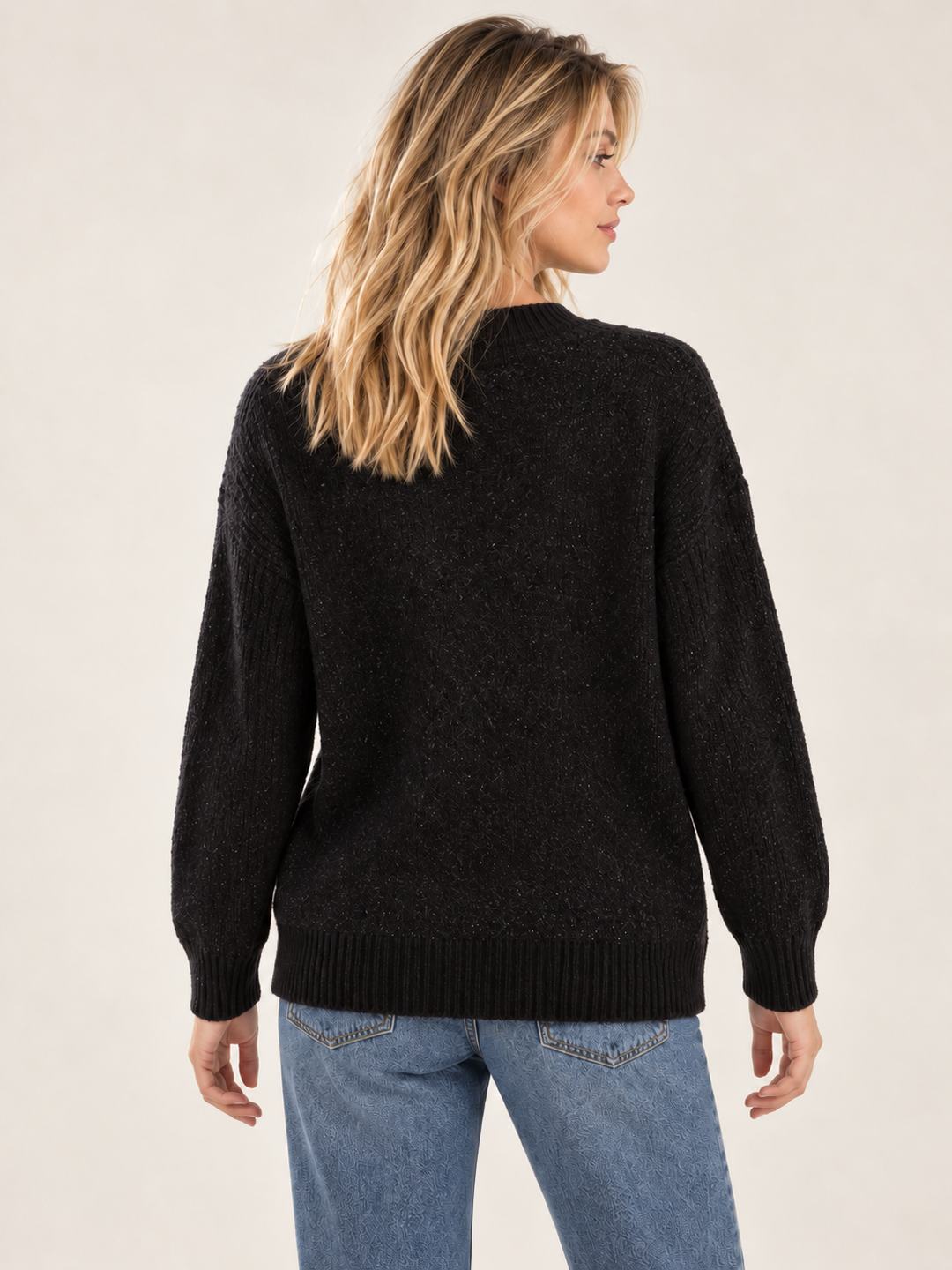 Large Stars Black Sweater back view