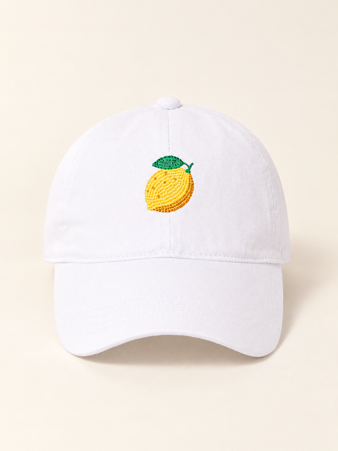White Lemon Hat, straight-on front view
