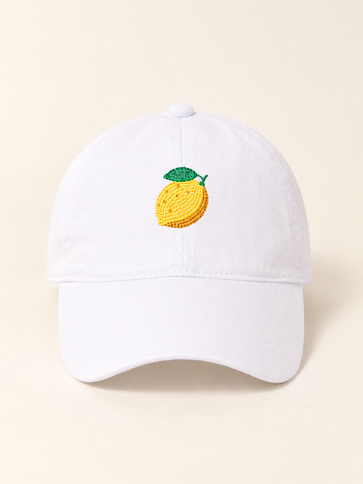 White Lemon Hat, straight-on front view