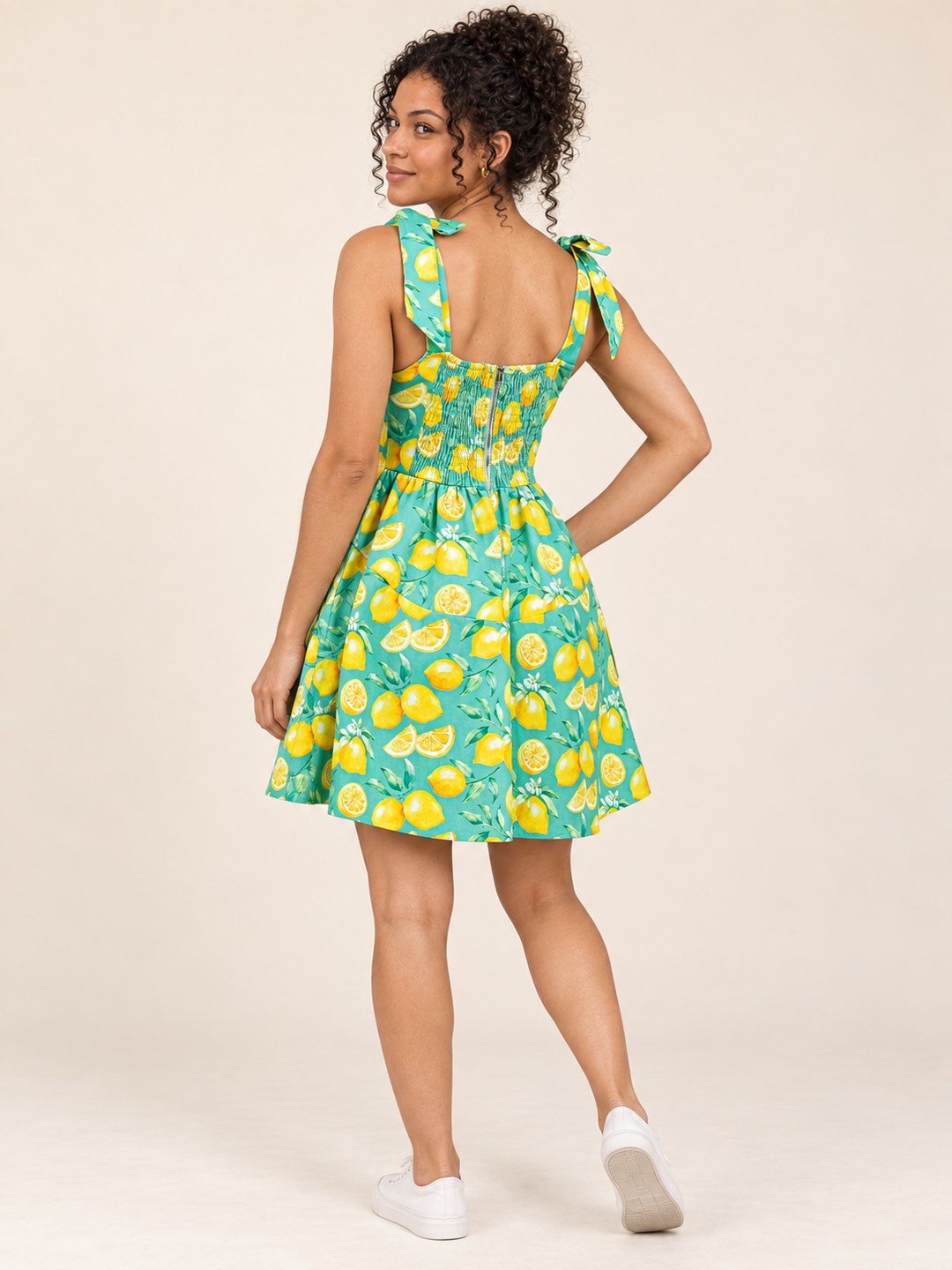 Lemon Stretch Denim Mini Sundress back view