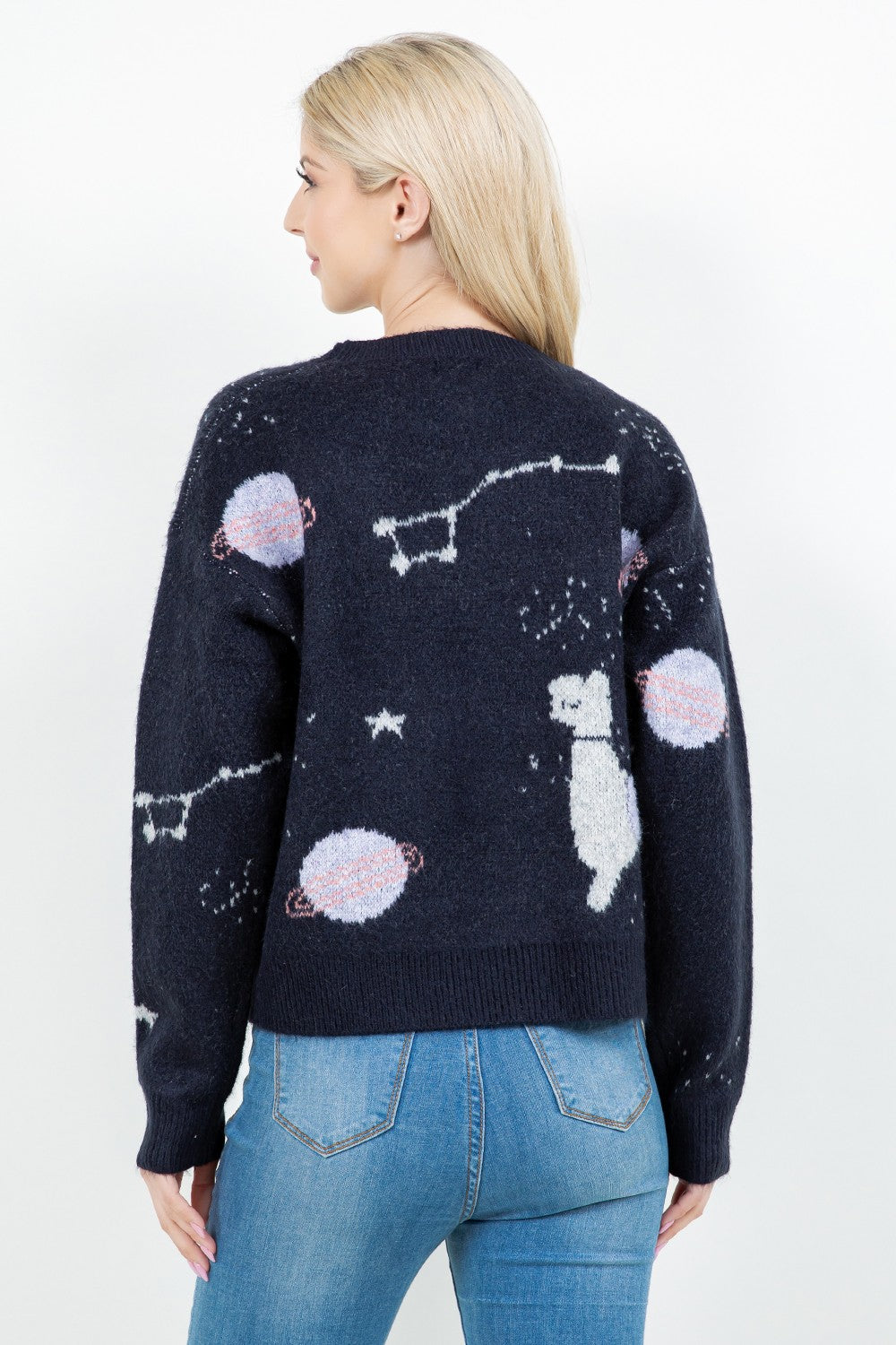 Cosmic Llama Sweater Black