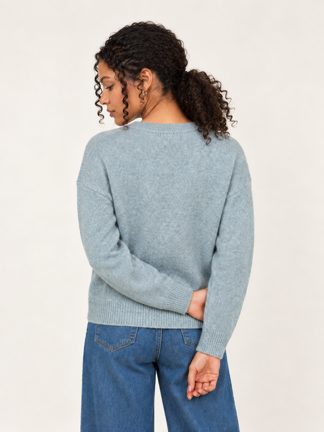 Mallard Duck Sweater Blue on model - back view