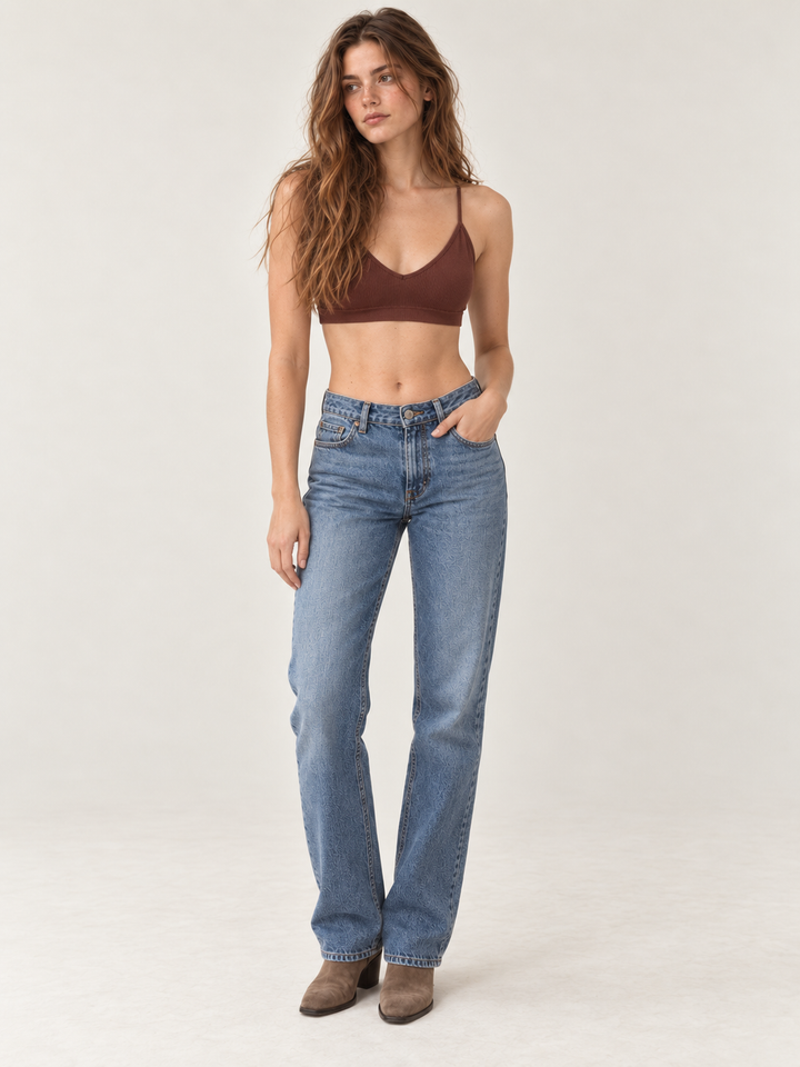 Moon Bralette Chocolate Brown full-body front view
