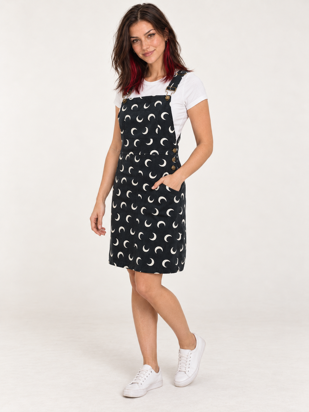 Moon Corduroy Overall Dress angled view