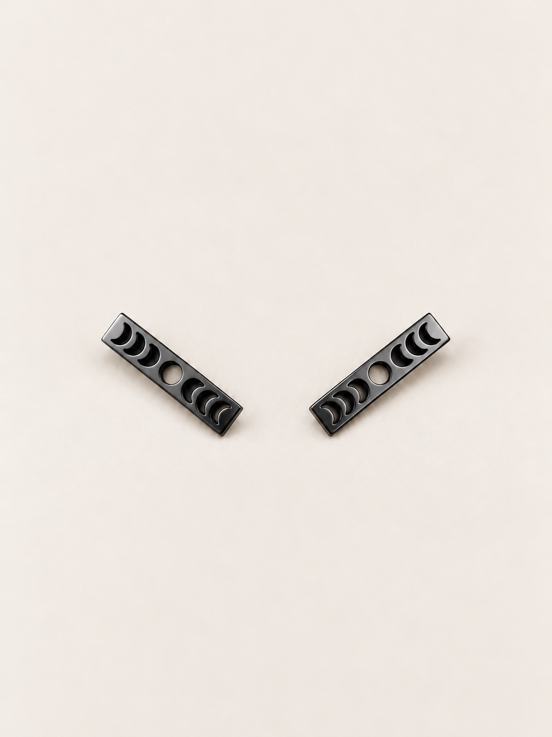 Moon Phase Bar Stud Earrings — black main