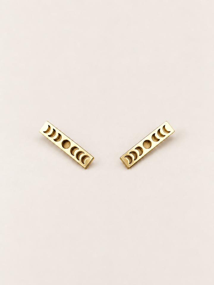 Moon Phase Bar Stud Earrings — gold main