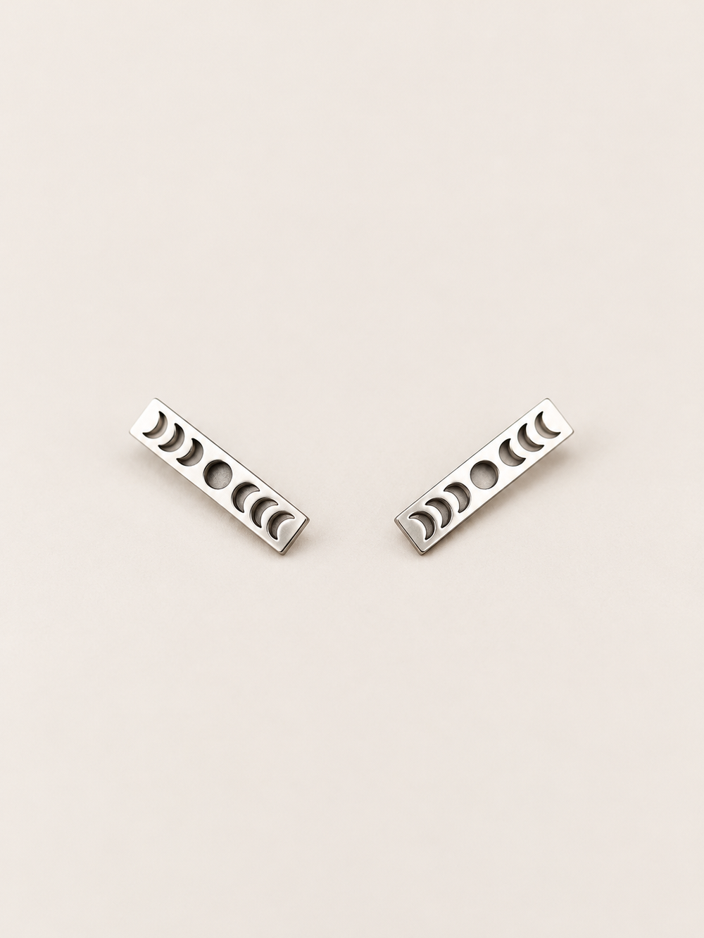 Moon Phase Bar Stud Earrings — silver main