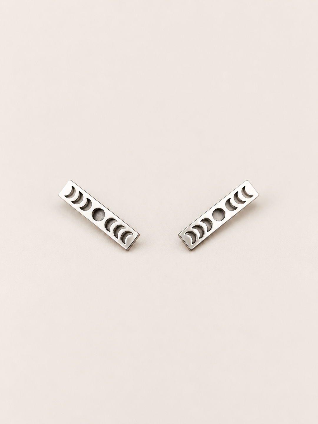 Moon Phase Bar Stud Earrings — silver main